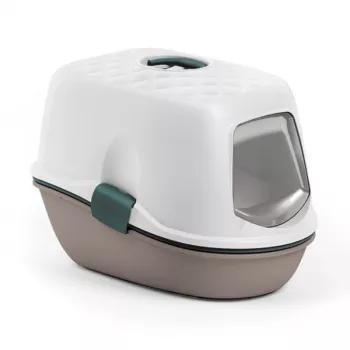 STEFANPLAST Furba Top Chic Closed Cat Litter Box, White/Light Gray, 58.5x39.4x42.7 cm