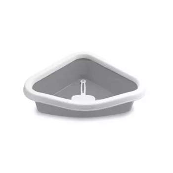 STEFANPLAST Sprint Corner Cat Litter Tray 56x40x14 cm White/Grey