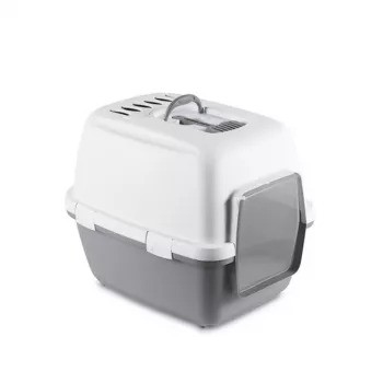 STEFANPLAST Cathy Comfort Closed Cat Litter Box 58x45x48 cm White/Grey