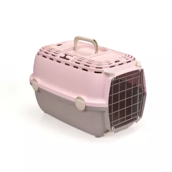STEFANPLAST Transport Cage Horizon 1 with Metal Door 48x32x30cm Pink/Grey