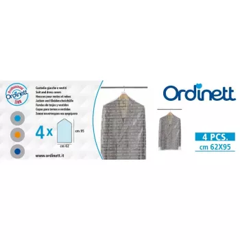 ORDINETT Plastic Garment Covers 4 pcs 62x95cm Transparent with Zipper