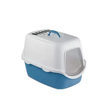 STEFANPLAST Cathy Filter Closed Cat Litter Box 56x40x40 cm White/Blue