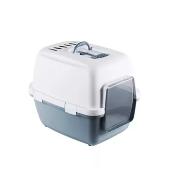 STEFANPLAST Cathy Comfort Hooded Cat Litter Box 58x45x48 cm White/Blue