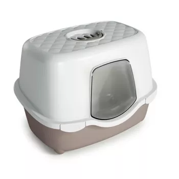 STEFANPLAST Cat Toilet Tres Chic Indoor Filter, 56x39x39 cm, White/Light Grey
