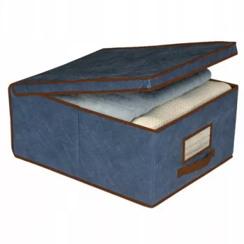 ORDINETT Foldable Fabric Storage Box 50 x 40 x 25 cm Blue