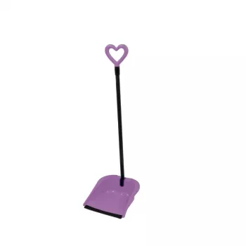 GIOSTYLE Rubber Hair Scoop Love Dustpan and Brush Set, 24.5x27x85 cm, Assorted Colours