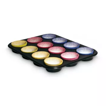 GUARDINI Gardenia Cupcake Tin 12 Cups 35x27x3 cm Anthracite with 60 Paper Cases
