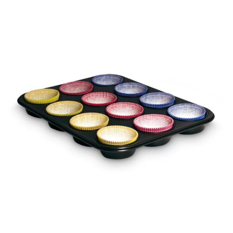 GUARDINI Gardenia Cupcake Tin 12 Cups 35x27x3 cm Anthracite with 60 Paper Cases