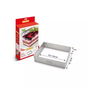 GUARDINI Adjustable Rectangular Cake Ring 18x27.5x5cm to 33x52.5x5cm Stainless Steel