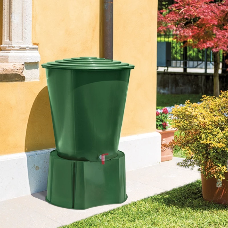STEFANPLAST Water Barrel 210L with Lid and Tap Ø76.5x84cm Green
