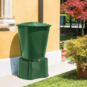 STEFANPLAST Water Barrel 500L with Lid and Tap Ø100x85cm Green