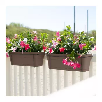 STEFANPLAST Balcony Set with Automatic Watering System and Metal Support 50x18x17cm Brown