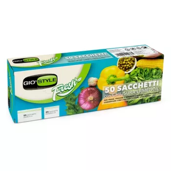 GIOSTYLE Hermetic Food Bags 50 pcs (25 x 24x26.5cm + 25 x 20.5x20.5cm)