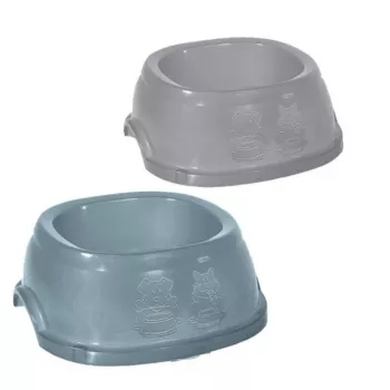 STEFANPLAST Break 4 Pet Food Bowl, 2L, 28x28x10 cm, Non-Slip, Assorted Grey/Blue