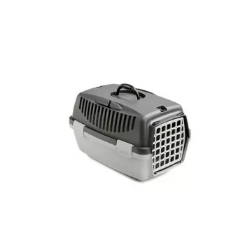 STEFANPLAST Transport Cage Gulliver 1 with Plastic Door 48x32x31cm Dark Gray/Light Gray