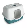 STEFANPLAST Tres Chic Hooded Cat Litter Box with Activated Carbon Filter, White/Green, 56x39x39 cm