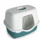 STEFANPLAST Tres Chic Hooded Cat Litter Box with Activated Carbon Filter, White/Green, 56x39x39 cm