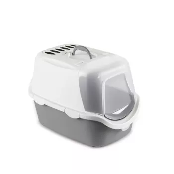 STEFANPLAST Cathy Easy Clean Hooded Cat Litter Box 56x40x40cm White/Grey