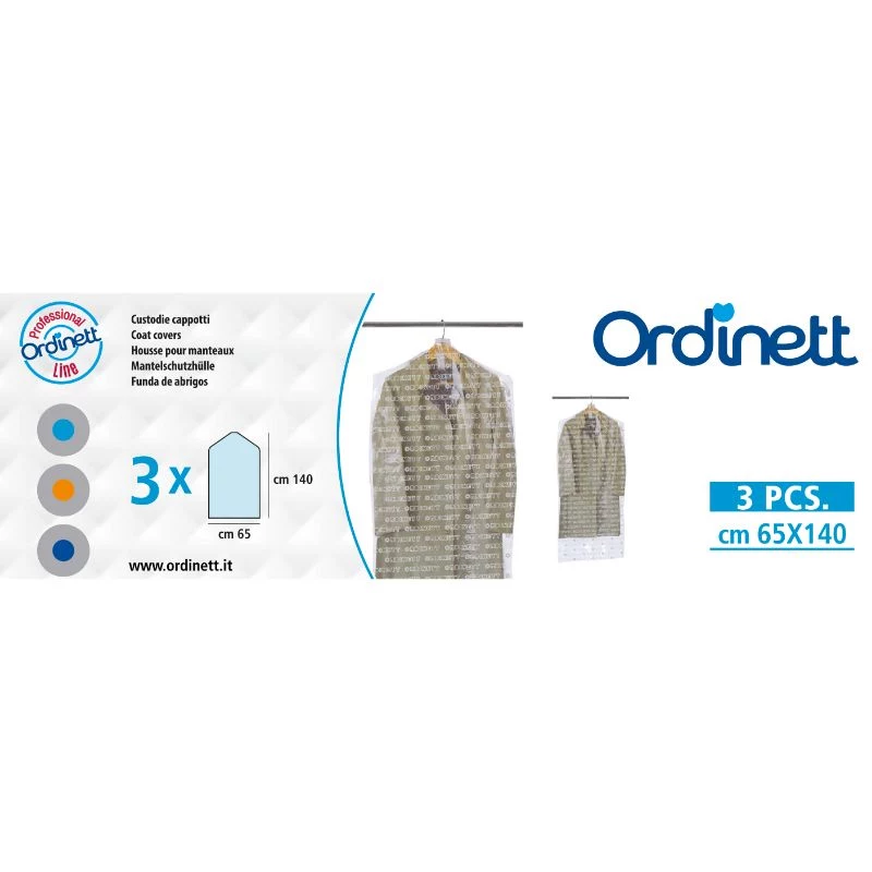 ORDINETT Plastic Covers for Coats, 3 pcs, 65 x 140 cm, Transparent