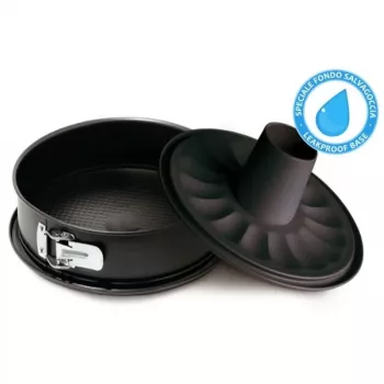 Guardini Gardenia Springform Cake Tin Ø 28 x 7.7 cm, Hi-Top Steel, Double Layer Non-Stick, Patented Leak-Proof Base, Black