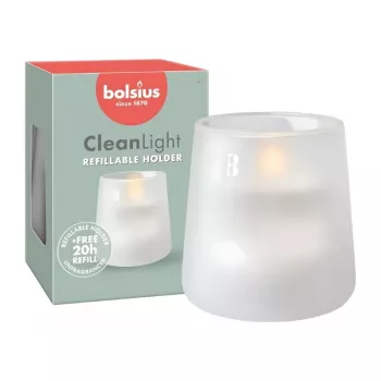 BOLSIUS Clean Light Scented Glass Candle Ø95x85mm Fragrance-Free