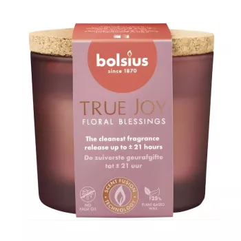 BOLSIUS True Joy Scented Candle in Glass with Cork Lid, Floral Blessings, Ø66x83mm