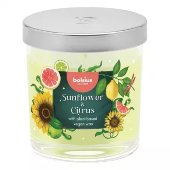 BOLSIUS Floral Fusion Scented Candle in Glass Jar, Sunflower & Citrus, Ø80x72mm