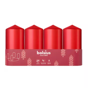 BOLSIUS Candle Cylinder 4 pcs Ø100x48 mm Red