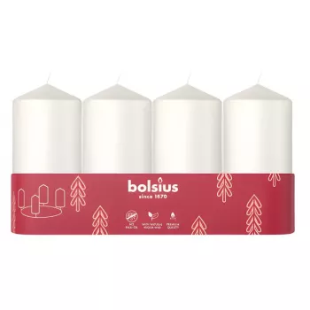 BOLSIUS Candle Cylinder 4 pcs. Ø100x48mm White