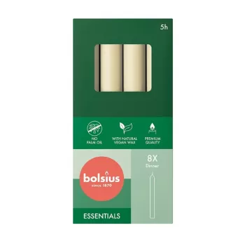 BOLSIUS Table Candles 8pcs in a Box 170/20mm Pearl