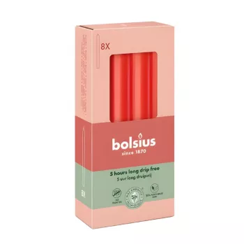 BOLSIUS Table Candles 8-Pack Red 170/20 mm
