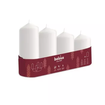 BOLSIUS Candle Cylinder 4 pcs. Ø120, 100, 80, 60x48mm White