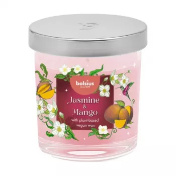Bolsius Floral Fusion Jasmine & Mango Scented Candle in Glass, 80x72 mm