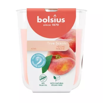BOLSIUS True Scents Scented Candle in Glass Jar, Peach, Ø80x73 mm, 180 g, 25 h Burn Time