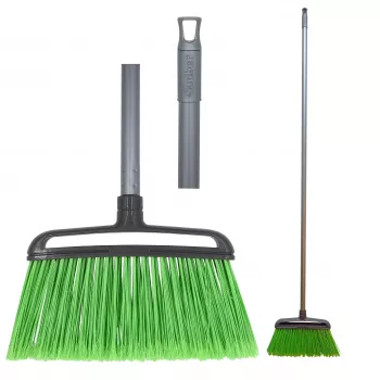 SAUBER Outdoor Brush with Handle, 1580 mm, Stiff PP Bristles, Aluminium Handle, Black/Orange
