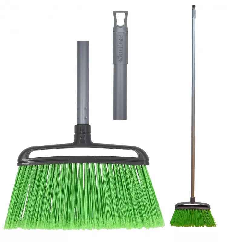 SAUBER Outdoor Brush with Handle, 1580 mm, Stiff PP Bristles, Aluminium Handle, Black/Orange