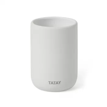 TATAY Soft Ceramic Toothbrush Holder, White