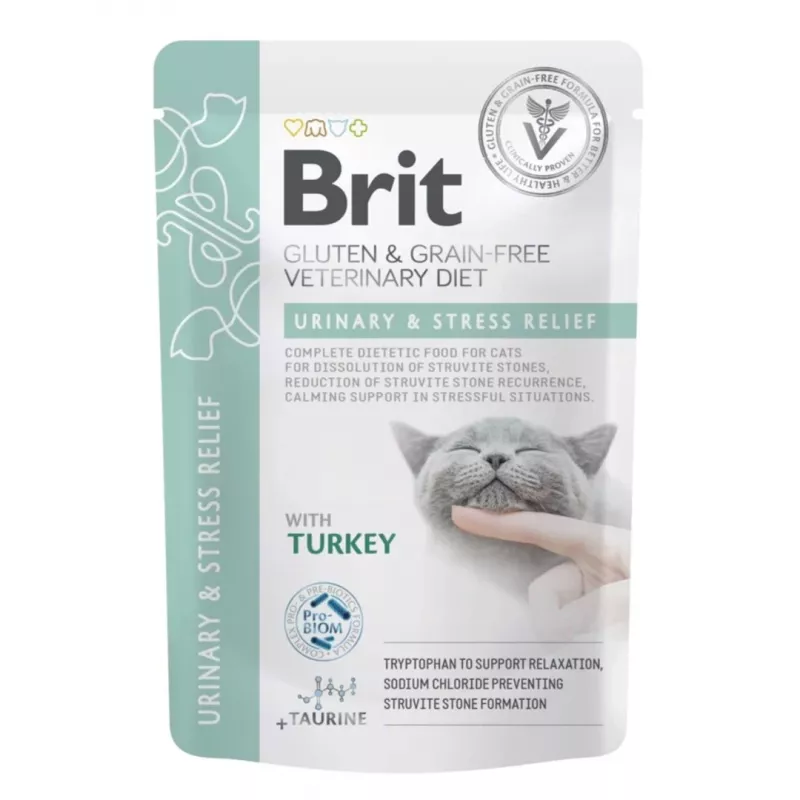 BRIT VD Urinary and Stress Relief Pouch - Wet Cat Food - 12x85g