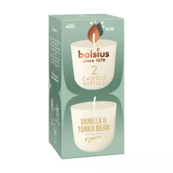 BOLSIUS Clean Light Refill Candles 2 pcs. Vanilla & Tonka Bean
