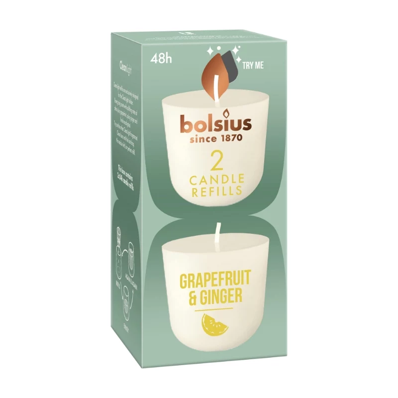 BOLSIUS Clean Light Refill Candles 2 pcs. Vanilla & Tonka Bean