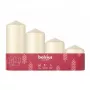 BOLSIUS Candle Cylinder Set of 4, Cream, Ø120/100/80/60 x 48 mm, LED Warm White Flicker, Battery Operated