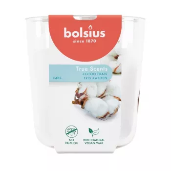 BOLSIUS True Scents Fresh Cotton Scented Candle in Glass Jar, Ø97x85 mm, 35h Burn Time