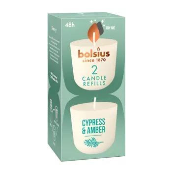 Bolsius CleanLight Refill Candles 2 pcs Cypress & Amber