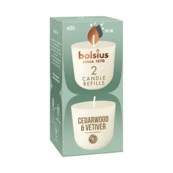 BOLSIUS Clean Light Refill Candles 2 pcs Cedarwood & Vetiver