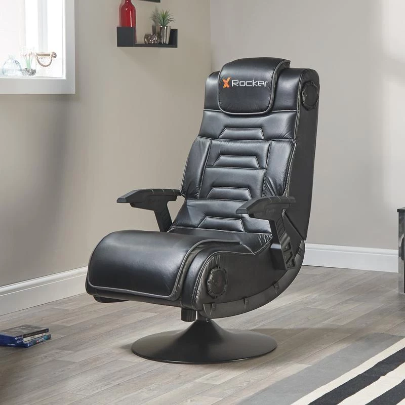 X Rocker Pro 4.1 Pedestal Gaming Chair with 2.1 Surround Sound, Vibration, Bluetooth - Black