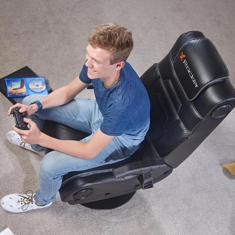 X Rocker Pro 4.1 Pedestal Gaming Chair with 2.1 Surround Sound, Vibration, Bluetooth - Black