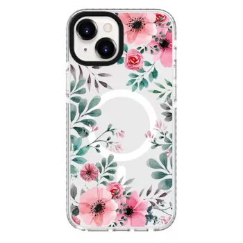 Evelatus iPhone 15 Plus Clear MagSafe Case with Flower Print