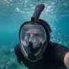 LEAN TOYS Full Face Snorkeling Diving Mask with Anti-Fog System Black L/XL