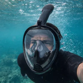 LEAN TOYS Full Face Snorkeling Diving Mask with Anti-Fog System Black L/XL