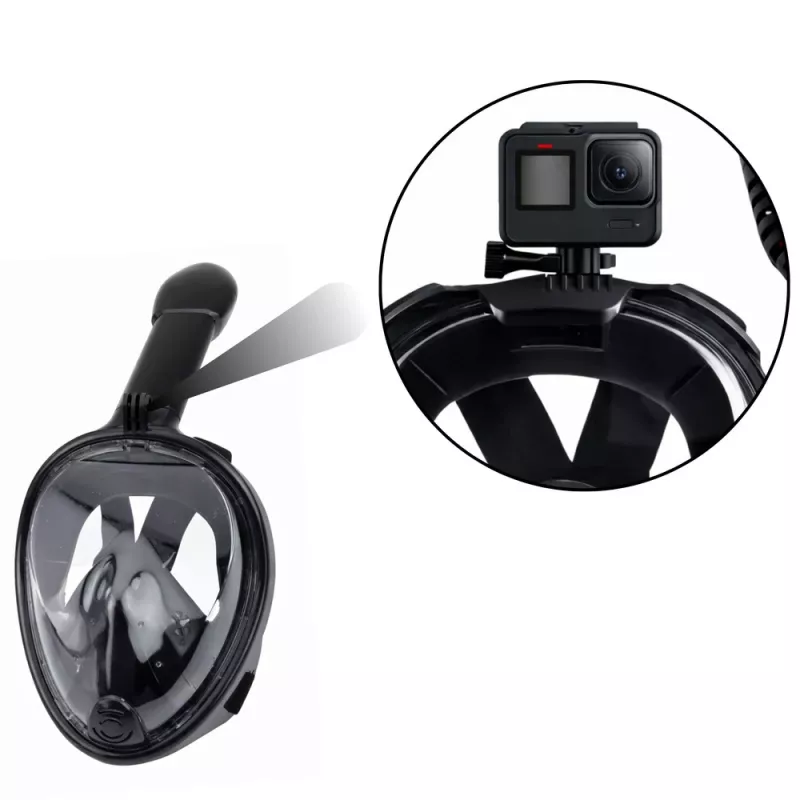 LEAN TOYS Full Face Snorkeling Diving Mask with Anti-Fog System Black L/XL